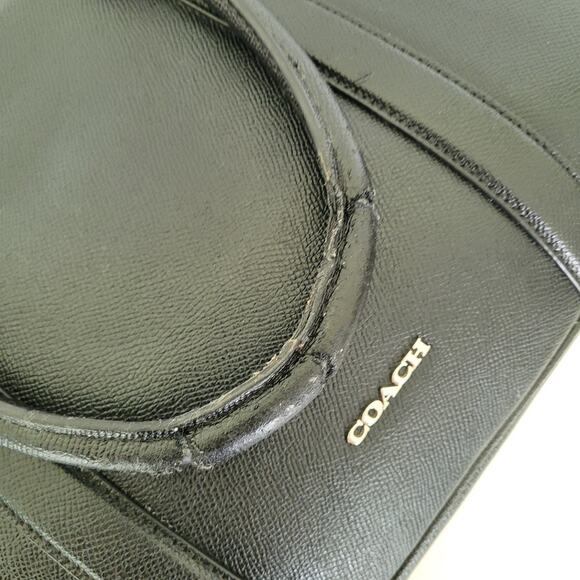 COACH Crossgrain Leather Briefcase Laptop Bag Black Unisex Large Zip 15x11x3 - Picture 14 of 15